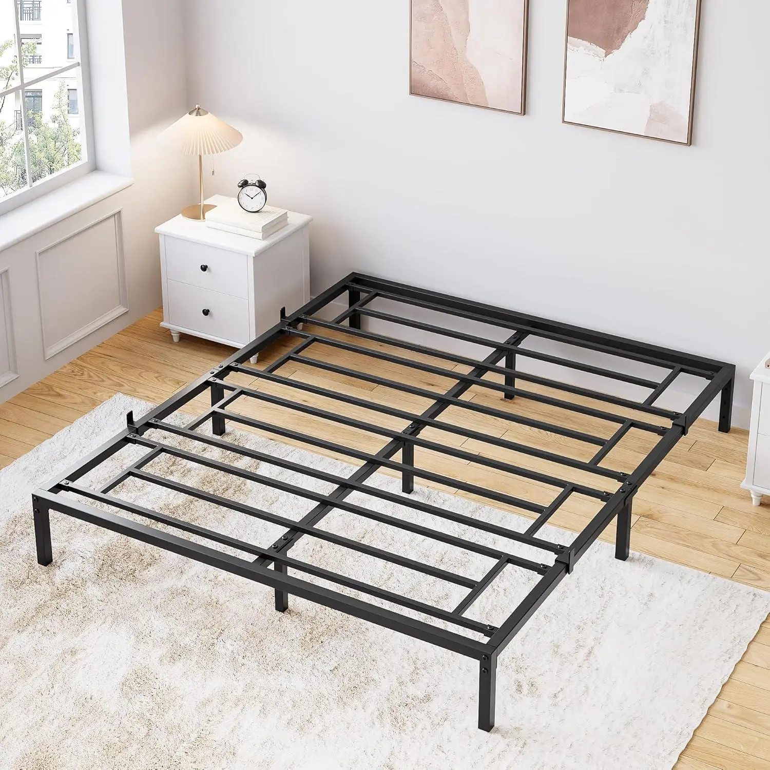 12 Inch Full Bed Frame with Storage Metal Platform Bed Frame with Steel Slat Support Mattress Foundation No Box Spring Needed Easy to Assemble Black
