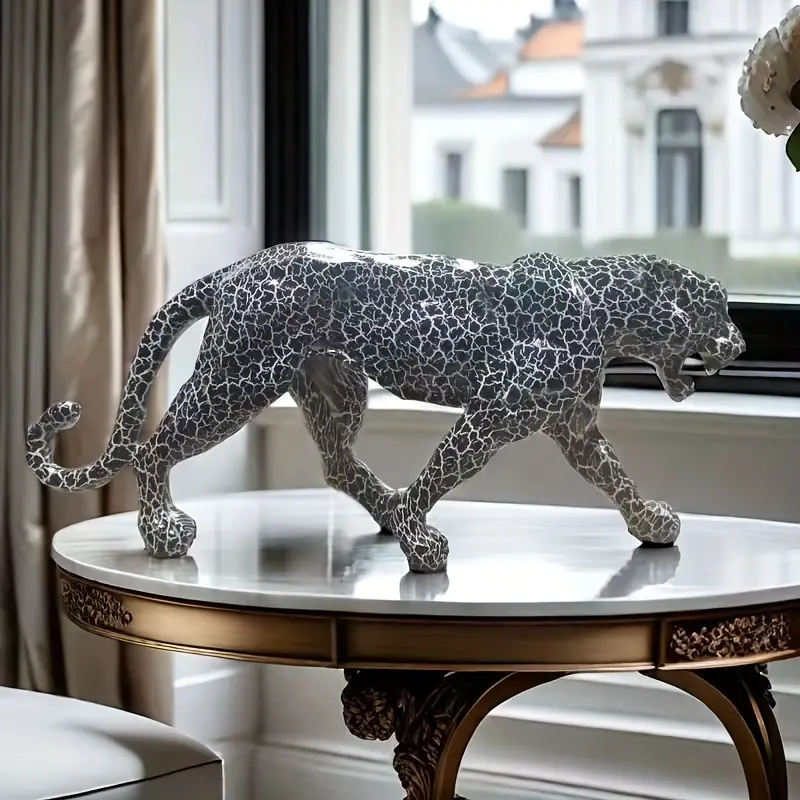 New 1pc Vibrant Colorful Leopard Resin Statue - Unique Creative Decor for Home Living Room, Room Desktop, Study Bookcase, TV Cabinet, and Office - Perfect for Adding Wild Charm and Stylish Accen Ornaments