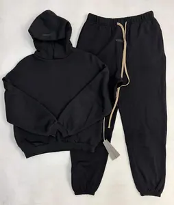 2024 Fleece Black Hoodie Pants Set--Pullover Hoodie & Jogger Pants  Street Style Comfortable Warm Unisex Style