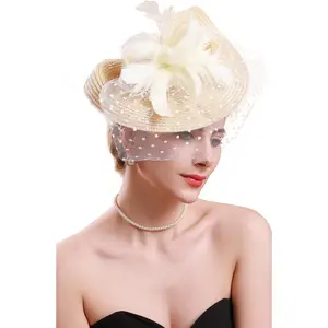 Fascinators for Women Derby Headpiece  Party Hats with Veil Wedding Headware Bridal Headpiece