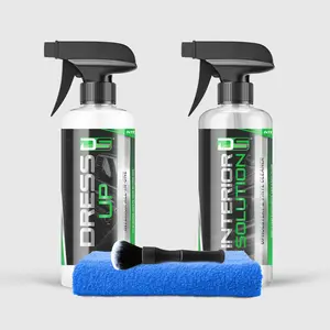 Interior Car Care Kit with Dress Up Express 2 in 1 Cleaner, Interior Solution Concentrate, Microfiber Towel, & Detail Brush
