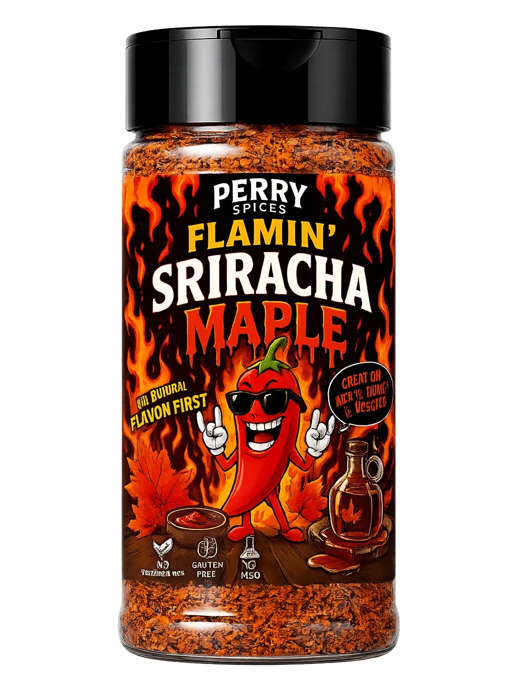 Flamin’ Sriracha Maple All-Natural Seasoning | Extra Hot Sweet & Spicy Blend | 4.8 oz