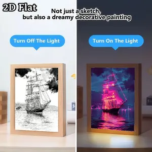 Neon Glow-in-the-Dark Pink Sailing Ship LED Light Painting – USB-Powered, Adjustable Desk Lamp + Polished Wood Frame! Perfect for Bedroom/Living Room/Office & Home Decor, Cute Night Light, Ideal Birthday Gift, LED Lights for Bedroom