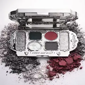 6 Color Magic Ballet Eyeshadow Palette, Luxurious Silver Carved Case, Silver Shades, Matte & Shimmer Finish, Gothic Princess Style