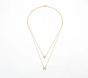 Diamonique 14K Gold Plated Initial Necklace with Gift Box