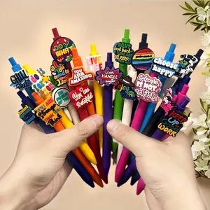10/20 Pcs Silicone Inspirational Gel Ink Ballpoint Pens, Smooth Writing Pens, Pen Set, Medium Point with Motivational Quotes Design, Durable Writing Tool for Gifts, Office, Students and Staff, Aesthetic Pens