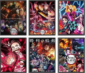 Demon Slayer Anime Canvas Poster, Manga Wall Art Print for Kids Bedroom, Teen Anime Room Decor Gift for Boys Girls Fans (poster only, no frame)
