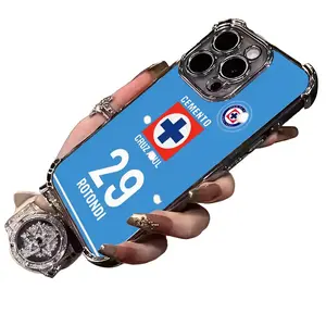 Mexican soccer team theme-Cruz Azul Aesthetic Design Pattern Casing For iphone 16 15 14 13 12 Plus Pro Max Flaunt Mobile Phone Case Soft Silicon TPU anti-drop Drop Protection Shockproof Protector Vintage unique Fashion Trend Anti-scratch Smartphone Cover