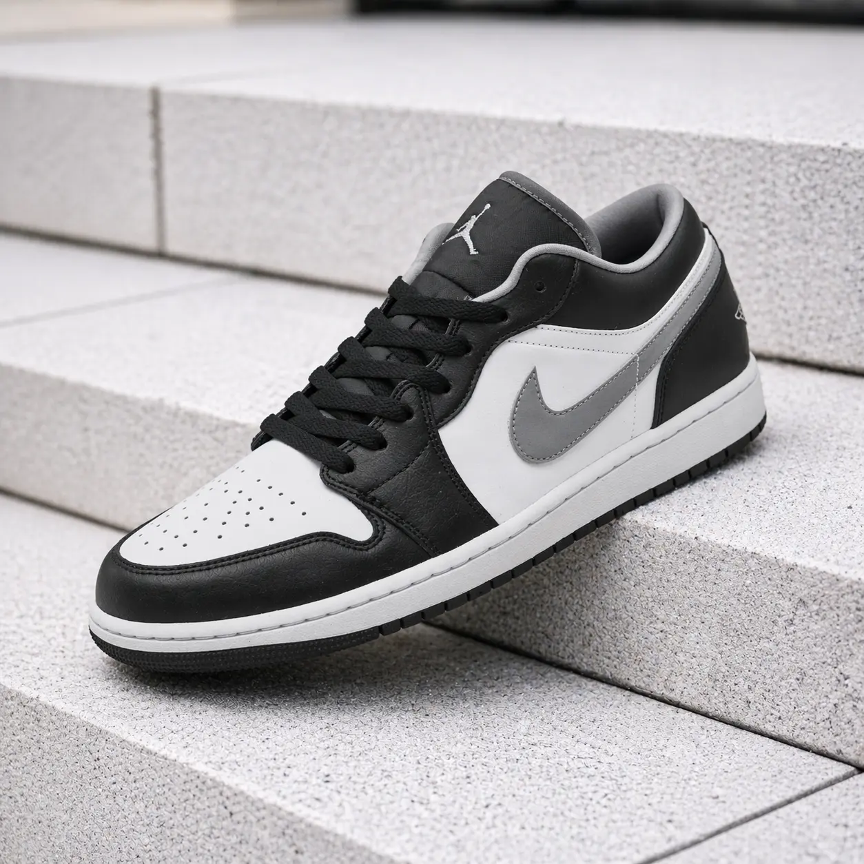 Nike Air Jordan 1 Low Black White Grey 553558-040 Men's Fashion