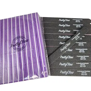 60pc Nail Files And Buffers PrettyClaw Branded 80/100 Grit  FIle 10pc 100/180 Mini Nail Buffer Purple 50pc Nail Salon Nail Tech Beginner