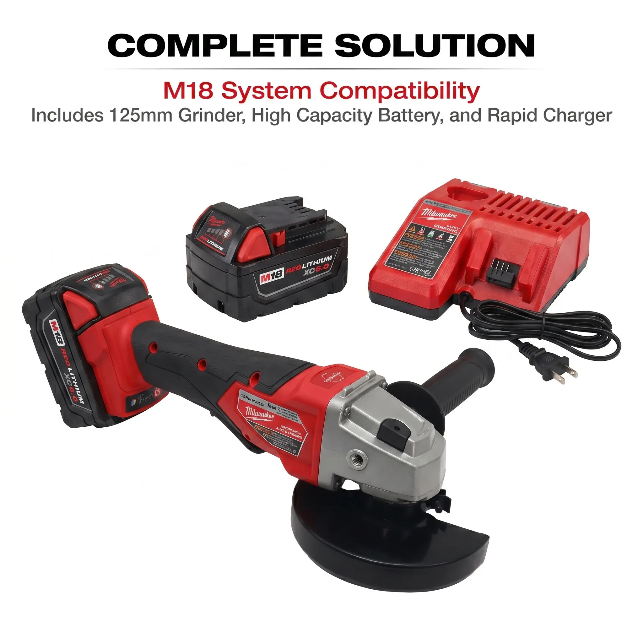 Milwaukee 125mm Brushless Heavy-Duty Stainless Steel Portable Precision Angle Grinder - 9500RPM Power Tool, Battery Powered Grinding Machine with High Capacity Battery for Metal Fabrication Tasks