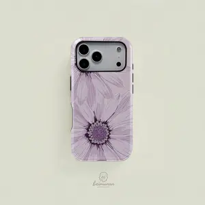 1PC Purple Daisy Flower Floral Pattern Printed Phone Case, Decorative Phone Protector, Durable Dual Layer Shockproof Phone Cover, Phone Accessories for iPhone X 11 12 13 Pro Max for Galaxy S23 Ultra Series Holiday Birthday Gift Protective Case