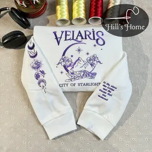 To The Stars Who Listen, Velaris City Of Starlight Embroidered Sweatshirt, Acotar Embroidered Hoodie, Gift For Book Lover (Violet Ver)