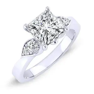 Hibiscus - Princess Moissanite Engagement Ring