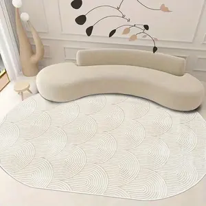 Abstract Line Pattern Oval Floor Mat, Non-slip Soft Floor Carpet, Decorative Floor Mat for Home Living Room Bedroom, Foldable & Floor Mat