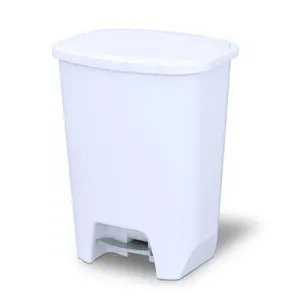 Glad Kitchen Trash Can with Lid, Foot Pedal and Garbage Bag Rings, 20 Gal, White