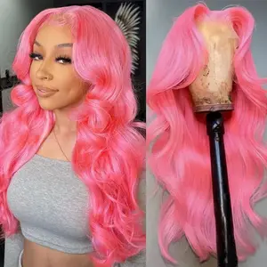 【26 Inch Only $109】Pink Wig Body Wave Human Hair Wigs 13X6 Hd Lace Frontal Wig 30 32 34 36 Inch 13X4 Lace Front Wigs Brazilian Hair For Women