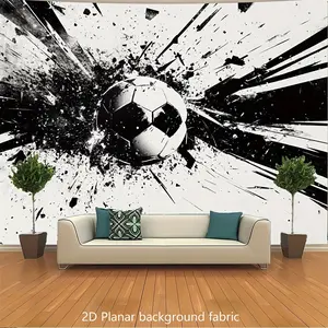 Soccer Ball Explosion Tapestry - Black and White Soccer Kick Action Print - Dynamic Wallpaper for Sports Parties, Living Room, Bedroom, Photo Backdrops - Easy Hang Hanging Decorations - Durable Polyester Fabric, Soccer Gifts, Event Backdrop, Bold Design,