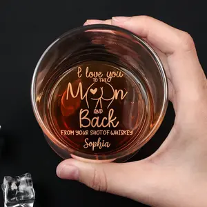 Love You To The Moon And Back High Quality Laser Engraved Whiskey Glasses Personalized Gifts for Couples Home Decor & Gifts Funny Gift for Men and Women Drinkware Halloween - Stylish