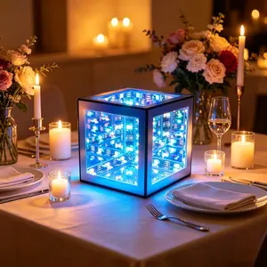1pc RGB Infinity Cube Light, Color Changing, Button control, adjustable brightness, Decoration for Bedroom, Gaming Room & Dorm | Christmas Thanksgiving Birthday Gift for Teens & Adults, Cool Space Themed Night Light