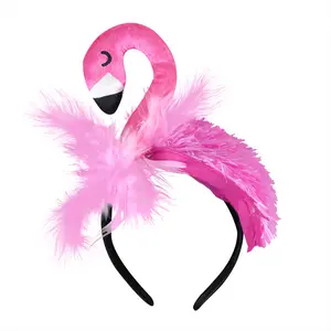 Pink Flamingo Headband Hawaiian Beach Party Hair Accessories Girls Tropical Birthday Party Costume Cosplay Decoration Photo Prop