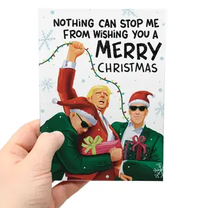 Sleazy Greetings Nothing Can Stop Me Trump Funny Christmas Greeting Card Gift For Husband, Boyfriend - 5 x 7 Inch Size donald trump