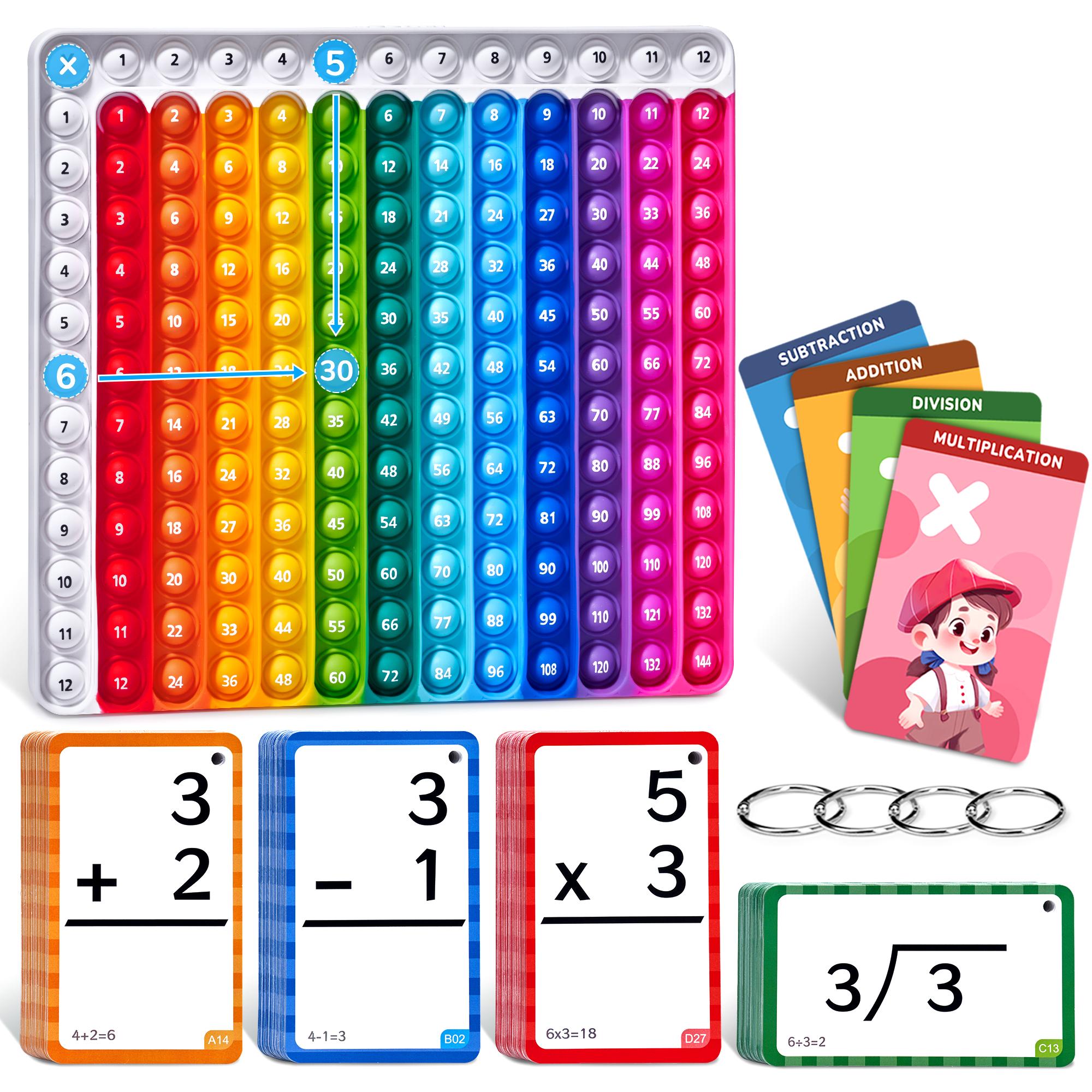 JoyCat Math Fidget Toys, Math Game with Addition, Subtraction, Multiplication, Division Flash Cards or Time Table, Math