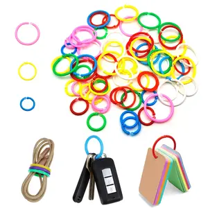 50pcs Plastic Binder Rings Plastic Loose Leaf Rings Multi-Color Plastic Book Rings Flexible for Cards, Document Stack and Swatches Organization School Home, or Office Use