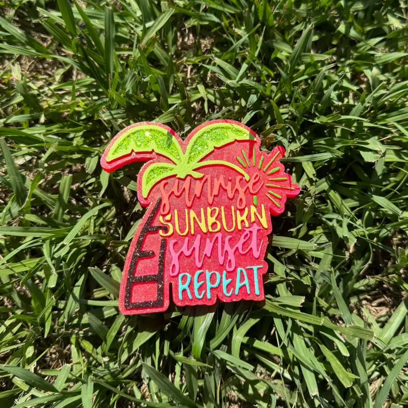 Sunrise Sunburn Sunset Repeat Car Freshie - Tropical Palm Tree Design for Country Music Lovers & Summer Vibes Addicts air freshener