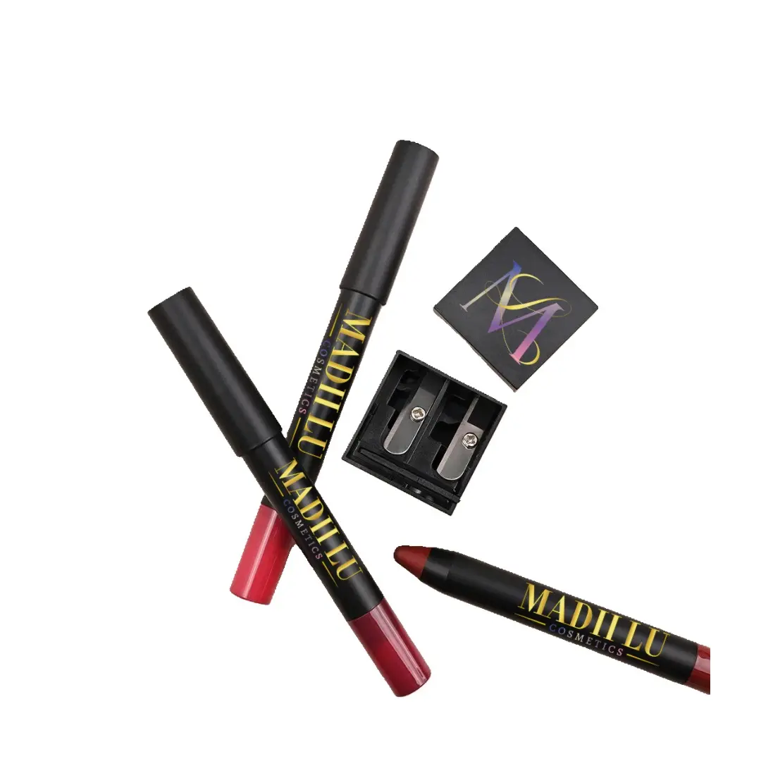 MadiiLu Matte Waterproof Lip Defining Crayon - Long Lasting Matte Finish Lipstick/Lipliner with Sharpener for Precision Application Cruelty Free & Smooth Moisturizing Formula