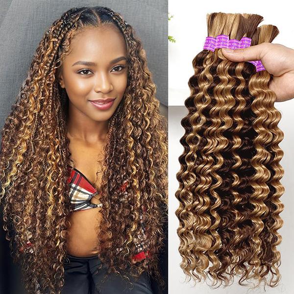 Weekly Picks Ama Deep Wave Bulk Human Hair For Braiding 10-26 Inch Unprocessed No Weft Deep Curly Human Hair Extensions 100g/pc TikTokShopBlackFriday