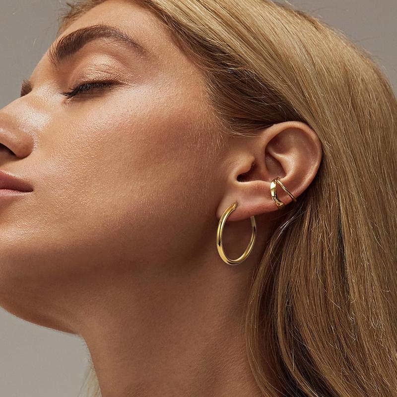 MILACOLATO Hoop Earrings 3mm Chunky Large Big Hoop Earrings Hypoallergenic Lightweight Earrings for Women Men 15/20/30/40/50/60/70mm Earcuff MILACOLATO Hoop Earrings 3mm Chunky Large Big Hoop Earrings Hypoallergenic Lightweight Earrings for Women Men 15/20/30/40/50/60/70mm Earcuff