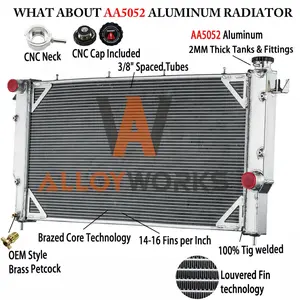 AlloyWorks 4 Rows Aluminum MT Radiator For 1994-2002 Dodge Ram 2500/3500 5.9L Turbo Diesel 45.4" Width x 21.9" Height