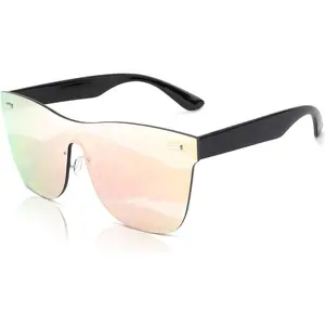 EyeconicFinds Mirrored Rimless Sunglasses One Piece Lens Reflective Sunglasses for Women Men B2647 Frames Modern