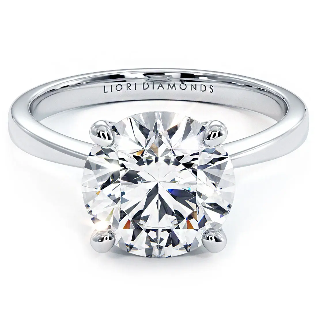 2.5 Carat Round Brilliant Petite Tapered 4 Prong Solitaire