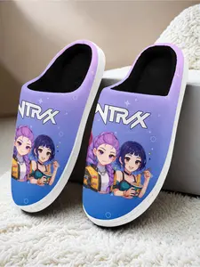 Kpo-p Hunter - Themed Women's Indoor Slippers Footwear: Plush - Lined for Winter Warmth, Featuring Stylish Kpop Hunter Prints and Exceptional Comfort, Perfect for Cozy Home Wear