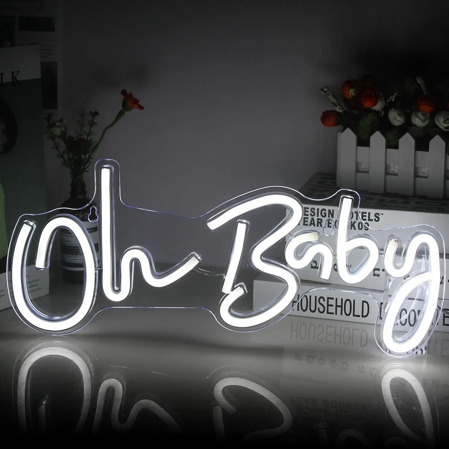 Oh Baby Neon Sign, USB Plug LED Neon Light, Decorative Light for Party Atmosphere Proposal, Engagement, Wedding Scene, Birthday Party