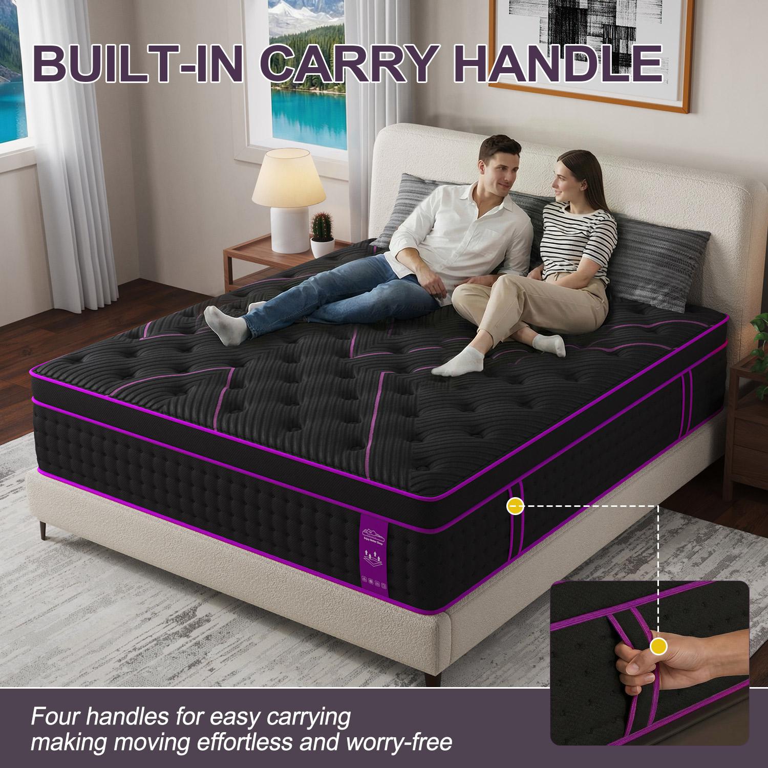 12"14" Gel Memory Foam Hybrid Pocket Spring Twin Full Queen King Mattress In A Box, Euro Top Mattresses Medium Firm For Motion Isolation, Edge Support