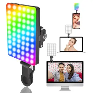 JYJZPB RGB Video Light with Front & Back Clip for Camera, Video Conference, Vlog, Selfie, Live Stream, Portable LED Camera Light Panel for Phone, iPhone, Android, iPad, Laptop