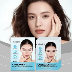 Collagen Eye Mask, Natural Eyelid Patches, & Anti-Wrinkle Eye Tightener, Moisturizing Eye Masks, Eye Care Formula, Effective for Dark Circles & Under-Eye Bags, 4 Pairs Per Box