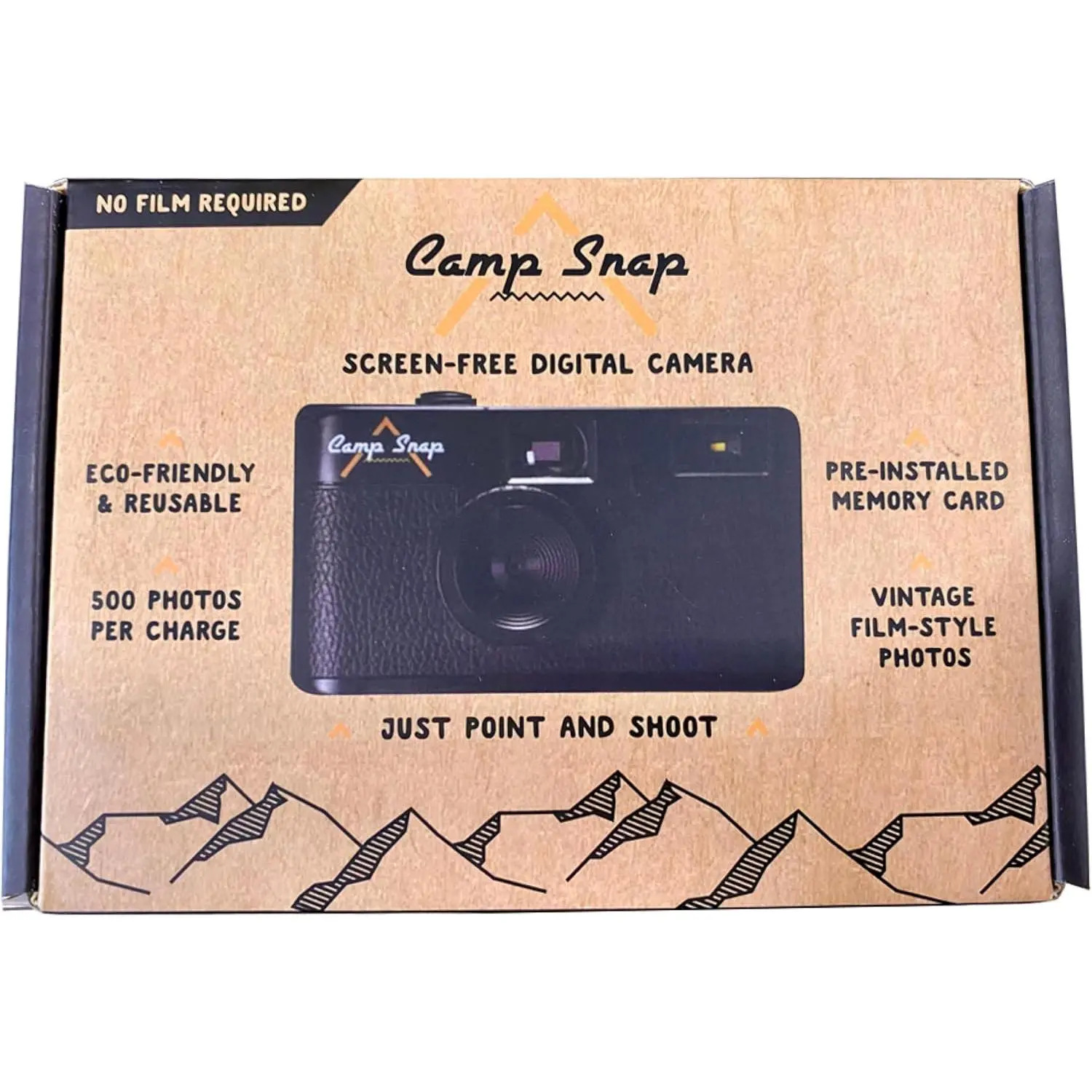 Camp Snap Screen-Free Digital Camera 8 MP Stealth Black 4.5" Display F1.8 Aperture Automatic Exposure Compact Design