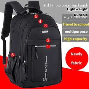 Durable Lightweight Black Nylon Large Capacity Backpack - Adjustable Straps, Multiple Compartments, Tassel Detail - Ideal for Travel & Everyday Use, College & High School Bag