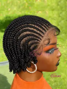 Blonde 8 inch Short Cornrow Box Braided Wigs Curly End Knotless Full Hand Tied Braids Twist Synthetic Full Lace Wigs for Women #TikTokShopStockUp##tiktokshopmothersday outdoorfun