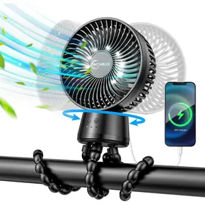20000mAh Portable Stroller Fan, 120 °   Auto Oscillation, 3-IN-1 with Power Bank LED Light Detachable Flexible Tripod Rechargeable Battery Powered Clip On Fans Desk for Baby Crib Car Seat Travel