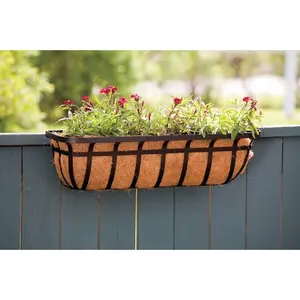 212 MAIN 30 in. Outdoor Steel Oblong Shape Deck Planter with Liner, Model 88557