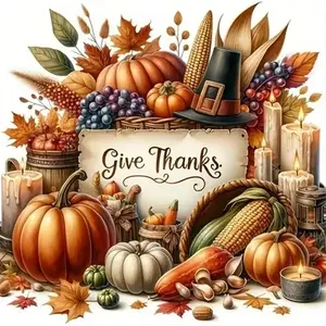 5D Diamond Art Kits for Adults Beginners, Happy Thanksgiving Pumpkin Diamond Painting Kits, DIY Full Round Drill Paint by Diamonds Dot Gem Art for Adults, Home Wall Decor 13.7X 13.7 Inch