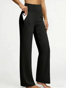 Women's Straight-leg Pants, Suitable for Daily Casual Wear, Plain-colored Straight-leg Pants, Fitness and Yoga Sports Pants, Spring New Style Straight-leg Pants, Drapey Straight-leg Pants, Relaxed Style Commuting Straight-leg Pants That Enhance Height.