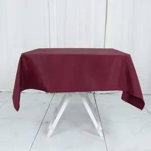 Premium Polyester Square Tablecloth 54"x54" Burgundy - 220GSM Wrinkle-Resistant Table Cover