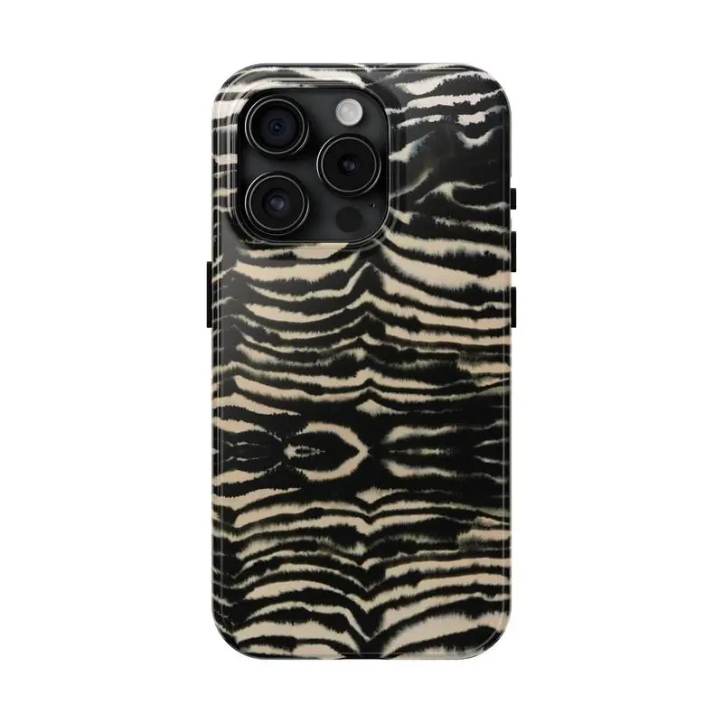 Zebra Print Protective Smartphone Case for iPhone 17,16,15,14,13 Pro Max - Dual-Layer Shockproof Handheld Cellphone Cover with Polycarbonate Shell, TPU Lining for Device Protection, Devices