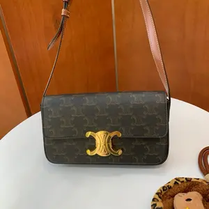 Pre-owned Celine leather Shoulder Bags Triomphe coated canvas shoulder bag